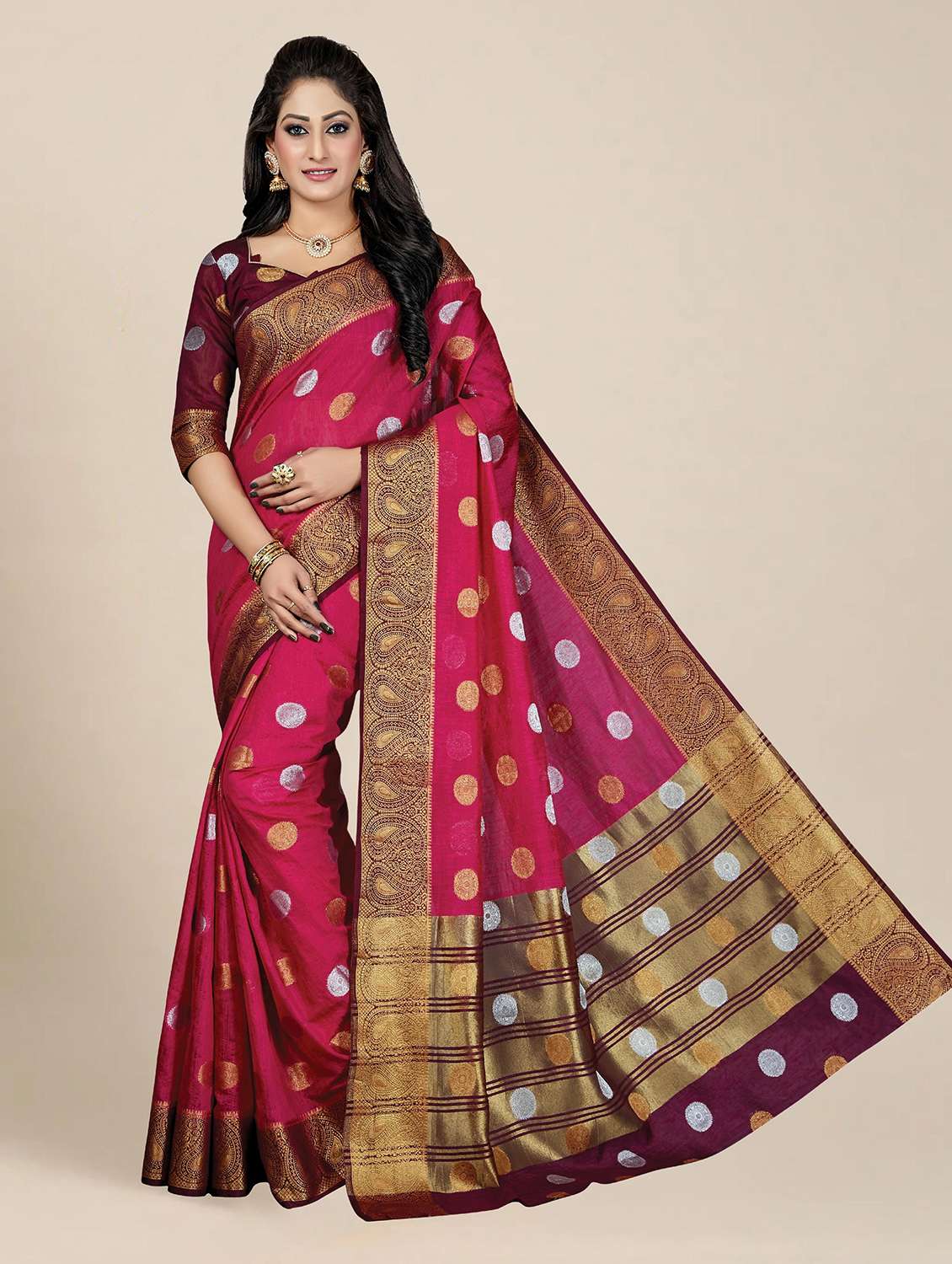 women's self design multi colored saree with blouse