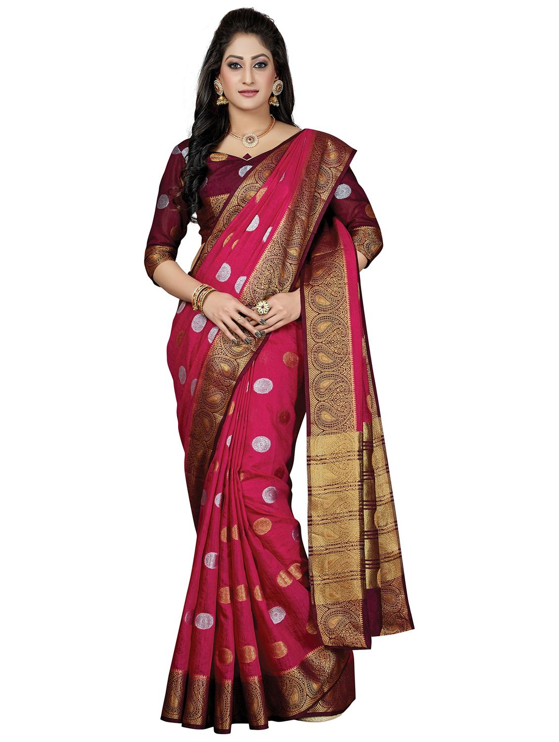 women's self design pink colored saree with blouse - 20306133 - Zoom Image - 0
