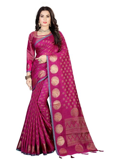 women's self design magenta colored saree with blouse - 20306275 - Standard Image - 0