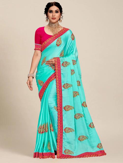 women's embroidered saree with blouse - 20306286 - Standard Image - 0