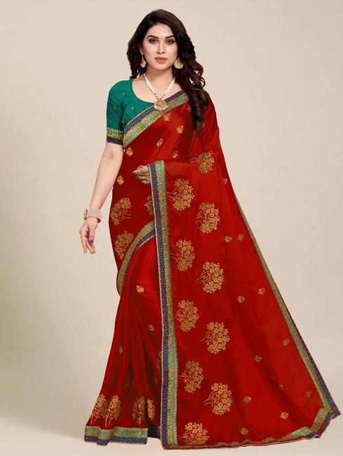 women's embroidered saree with blouse - 20306288 - Standard Image - 0