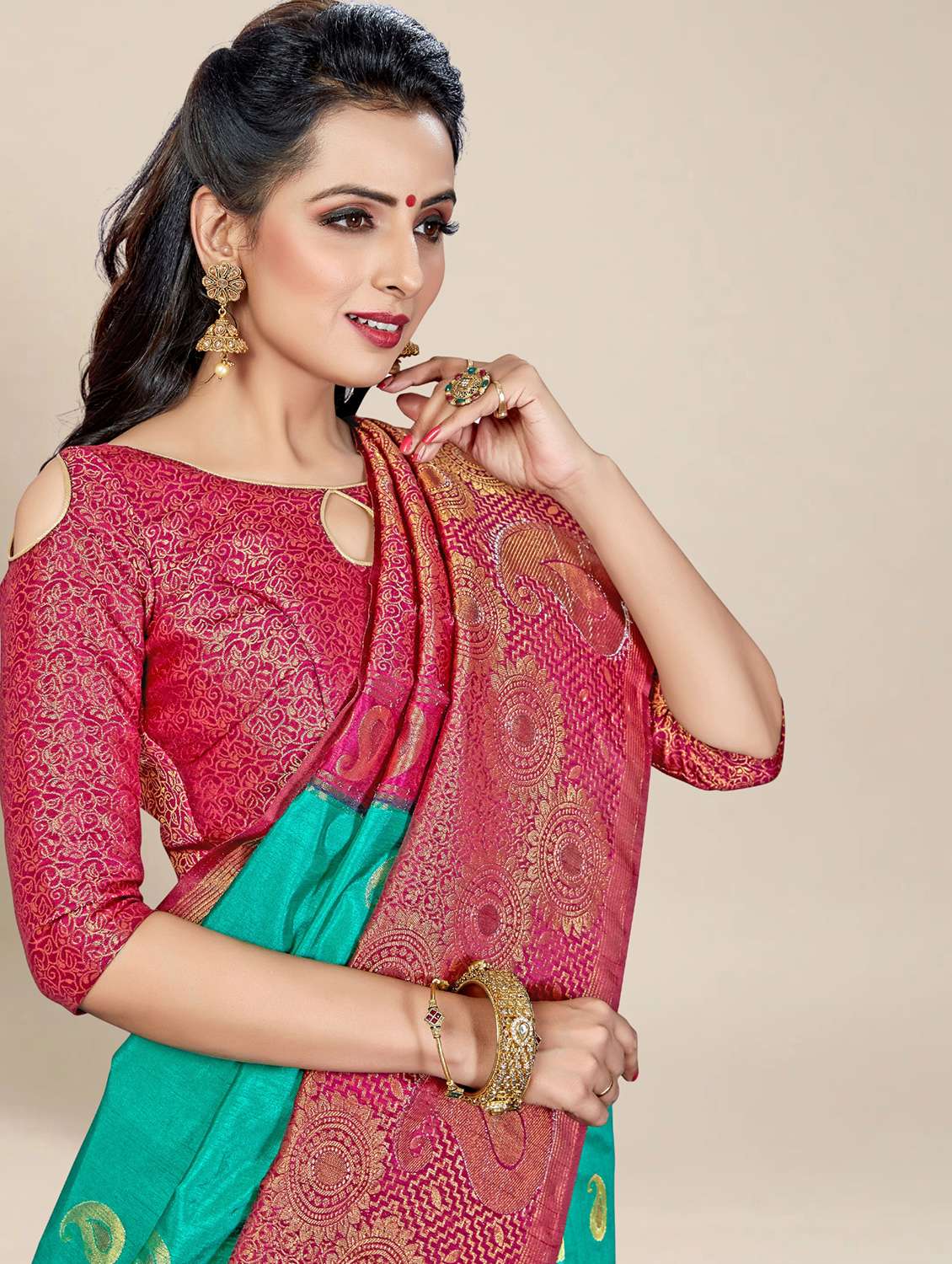 multi colored bordered saree with blouse - 20306289 - Standard Image - 2