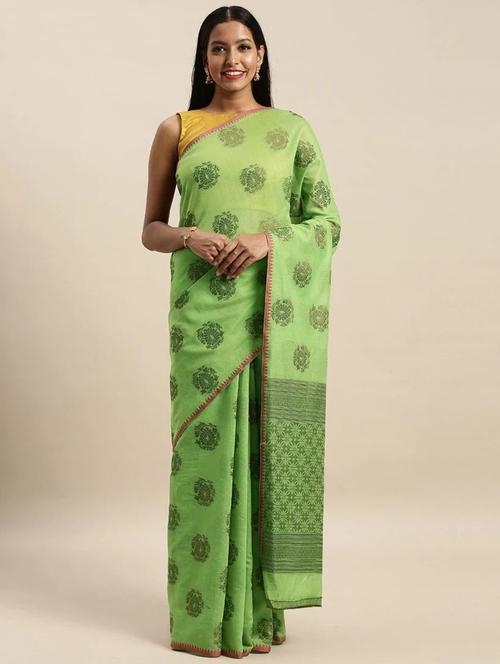 women's self design green colored saree with blouse - 20306373 -  Standard Image - 0