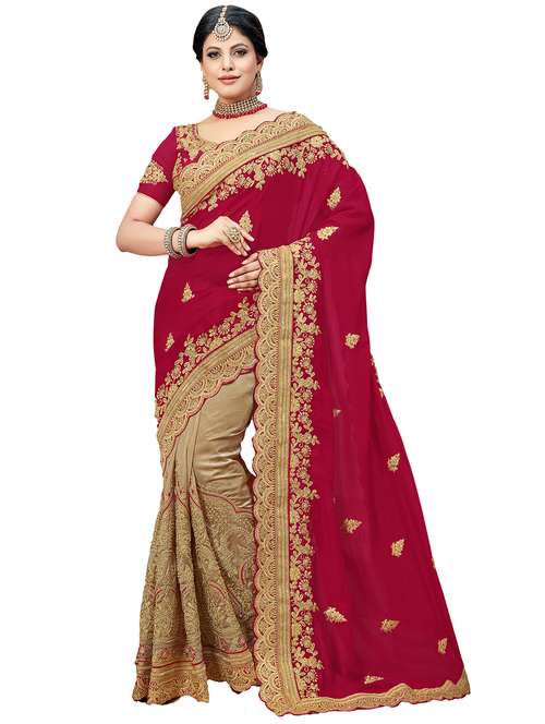 women's solid with work multi colored saree with blouse - 20306375 -  Standard Image - 0
