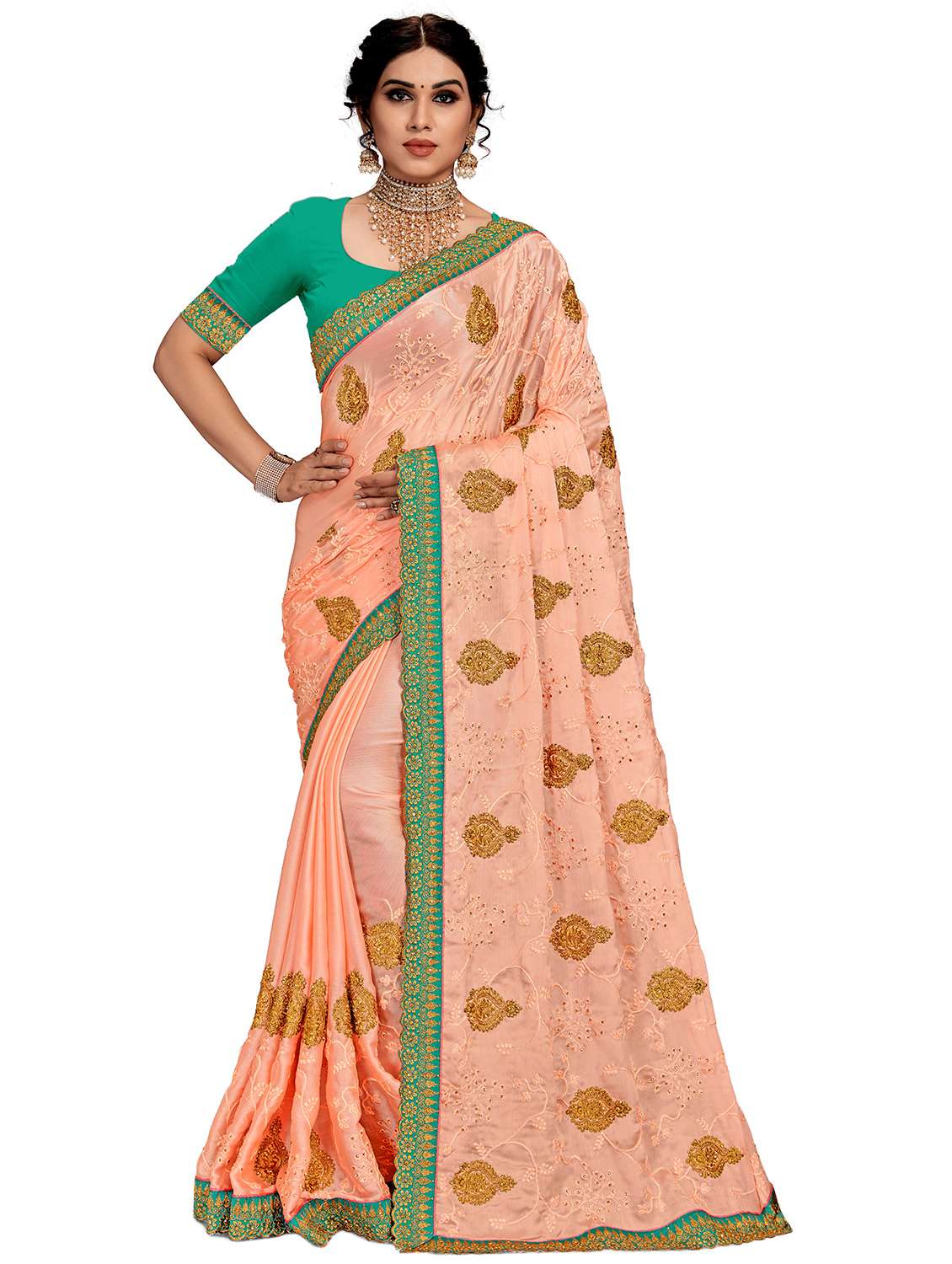 women's embroidered saree with blouse