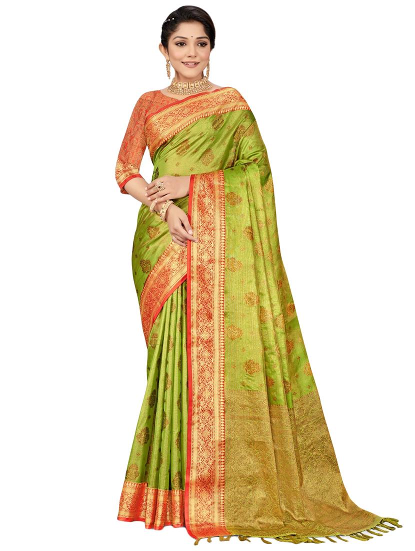 women's self design green colored saree with blouse - 20306389 -  Zoom Image - 0