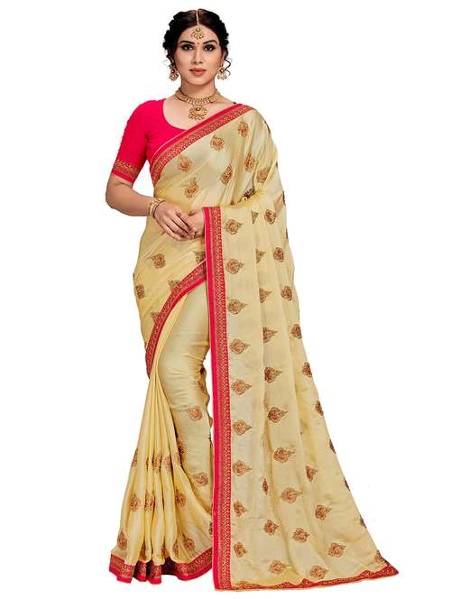 women's bordered royal blue colored saree with blouse - 20306391 -  Standard Image - 0