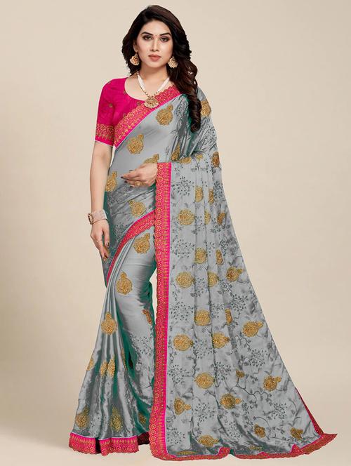 women's embroidered saree with blouse - 20306432 -  Standard Image - 0