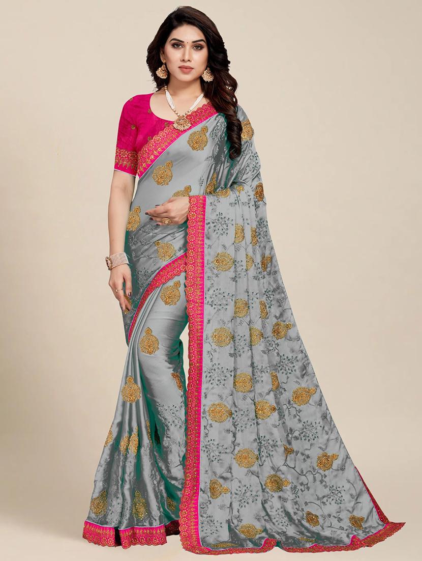 women's embroidered saree with blouse - 20306432 -  Zoom Image - 0
