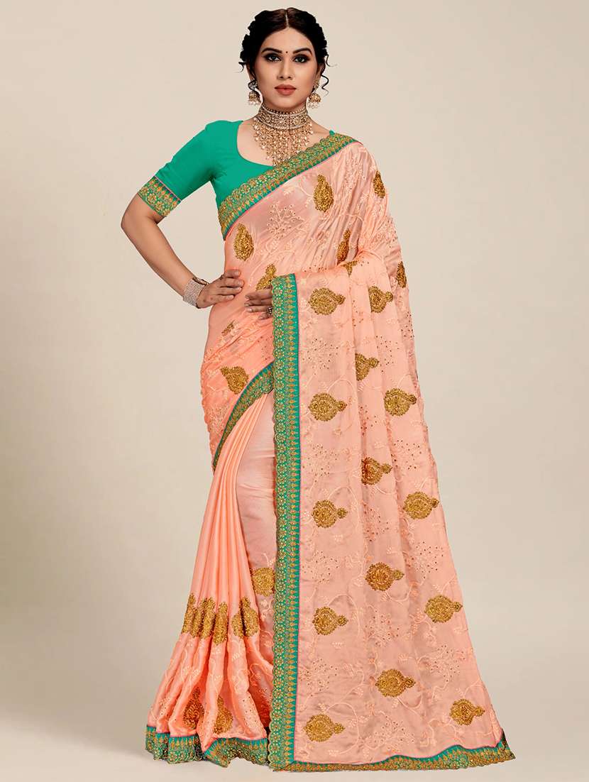 women's embroidered saree with blouse