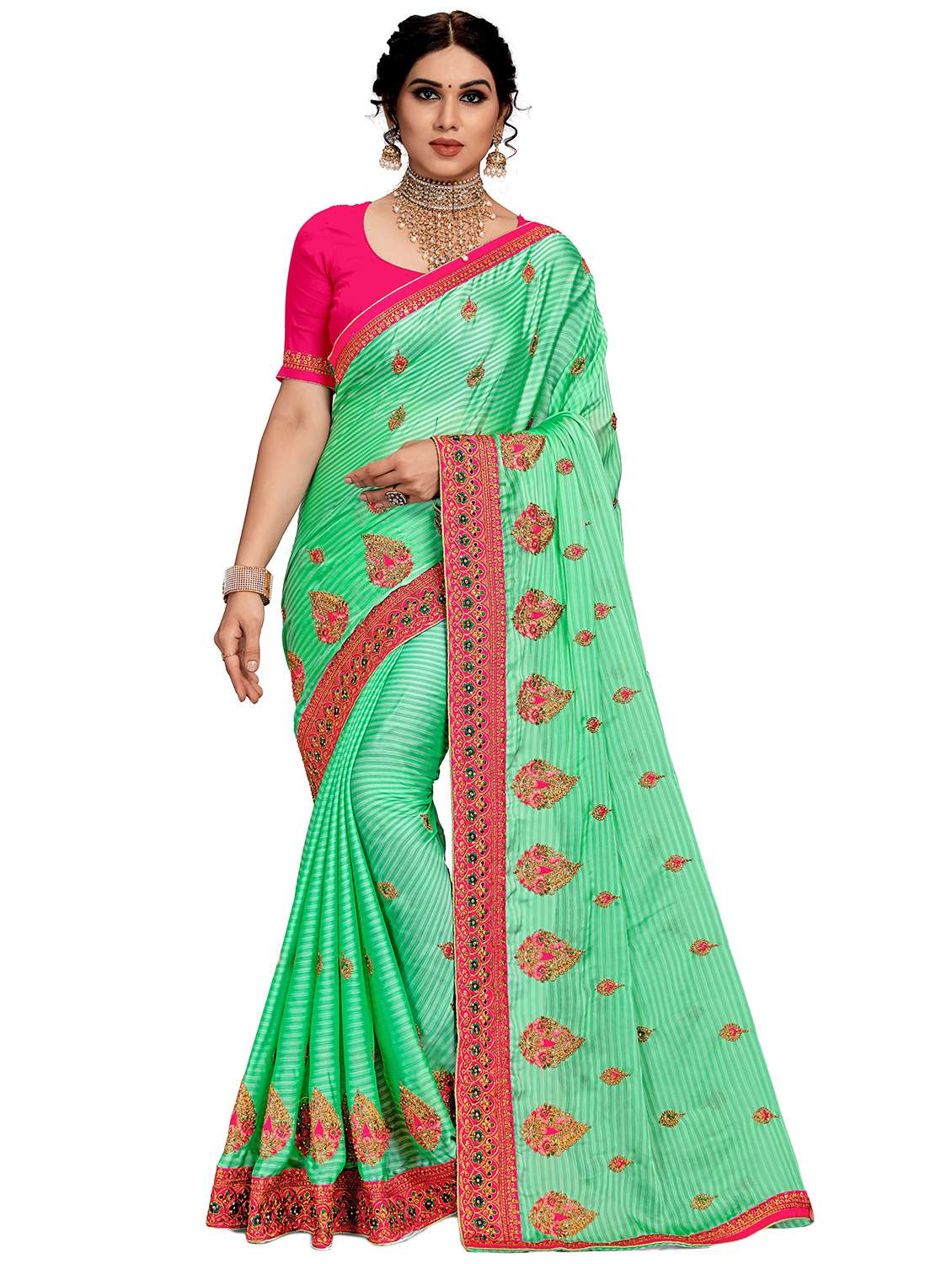 women's embroidered saree with blouse