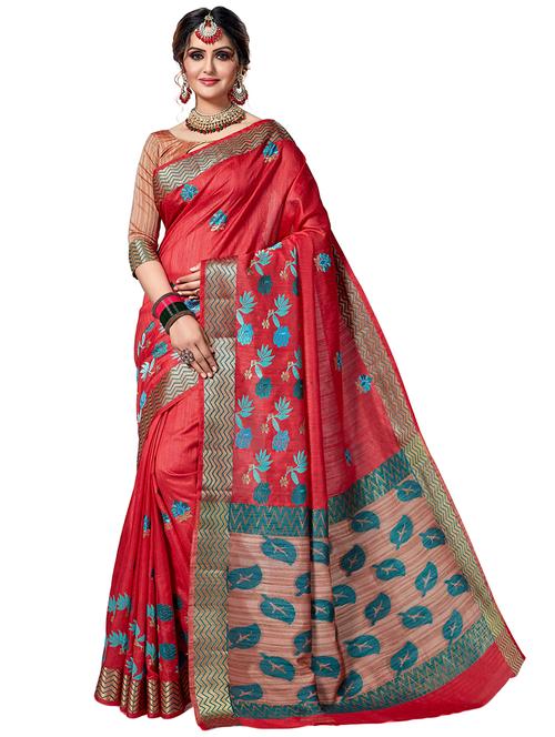 women's self design coral colored saree with blouse - 20306630 - Standard Image - 0