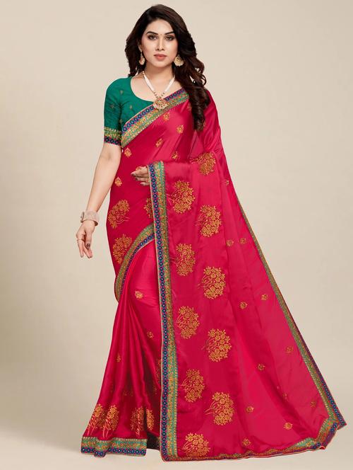 women's embroidered saree with blouse - 20306654 - Standard Image - 0