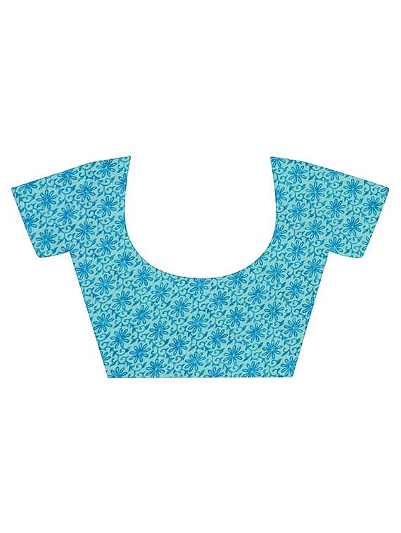 women's floral ai aqua colored saree with blouse - 20306727 - Standard Image - 2