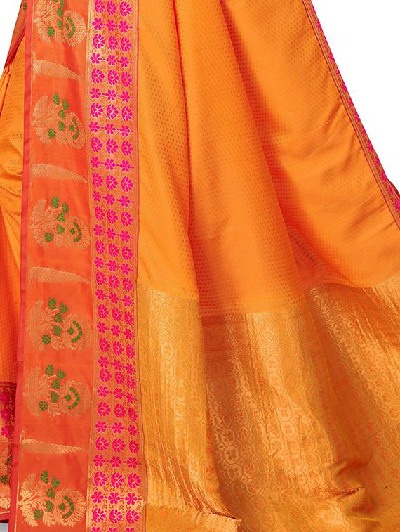 women's self design orange colored saree with blouse - 20306754 - Standard Image - 2