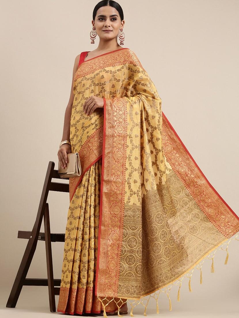 women's self design cream colored saree with blouse - 20306826 - Zoom Image - 0