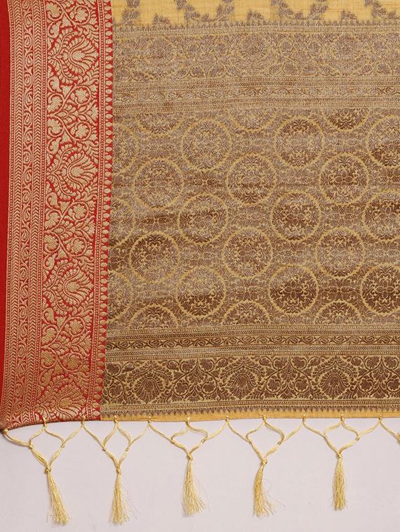 women's self design cream colored saree with blouse - 20306826 - Standard Image - 2