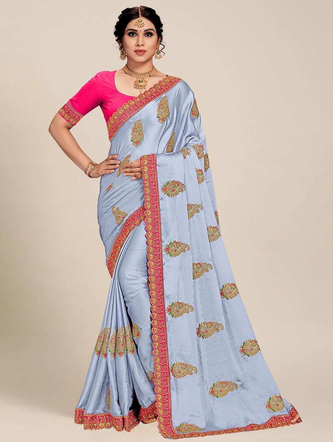 women's embroidered saree with blouse - 20306838 - Zoom Image - 0