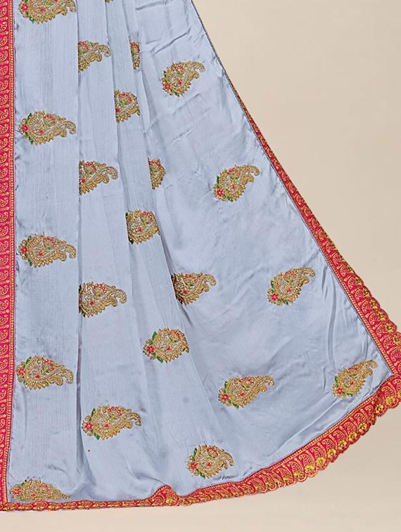 women's embroidered saree with blouse - 20306838 - Standard Image - 2