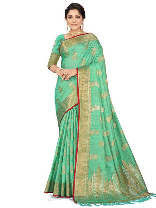 women's self design sea green colored saree with blouse - 20306886 - Standard Image - 0