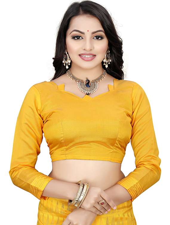 women's self design gold colored saree with blouse - 20306930 -  Standard Image - 2