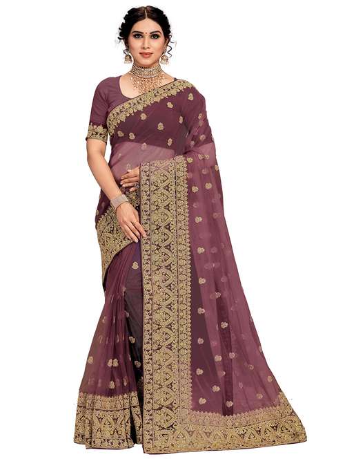 women's embroidered saree with blouse - 20306947 - Standard Image - 0