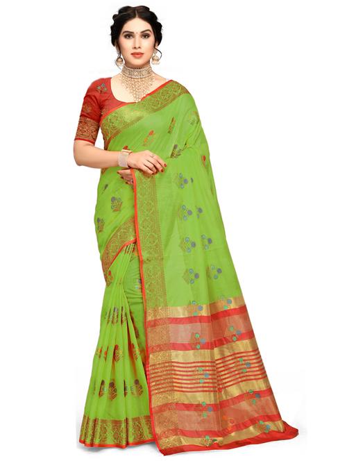 women's self design green colored saree with blouse - 20306989 -  Standard Image - 0