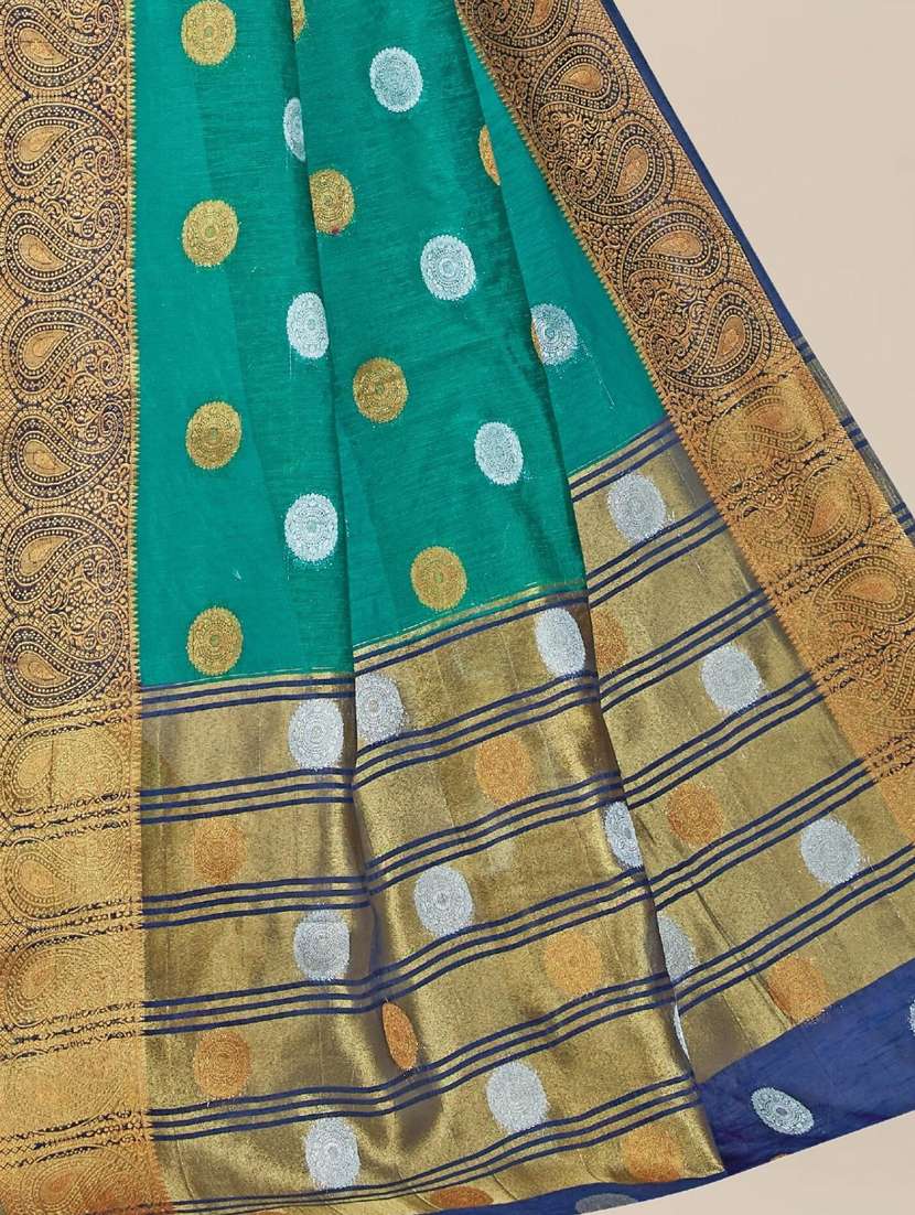 women's self design teal colored saree with blouse - 20307014 - Standard Image - 2