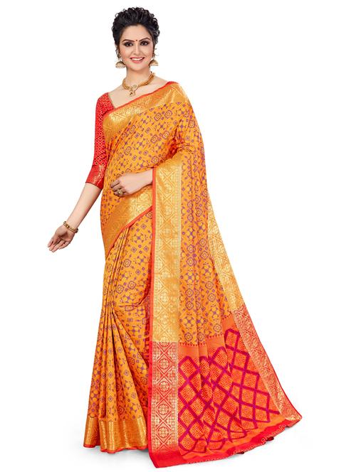 orange colored banarasi saree with blouse - 20307031 - Standard Image - 0