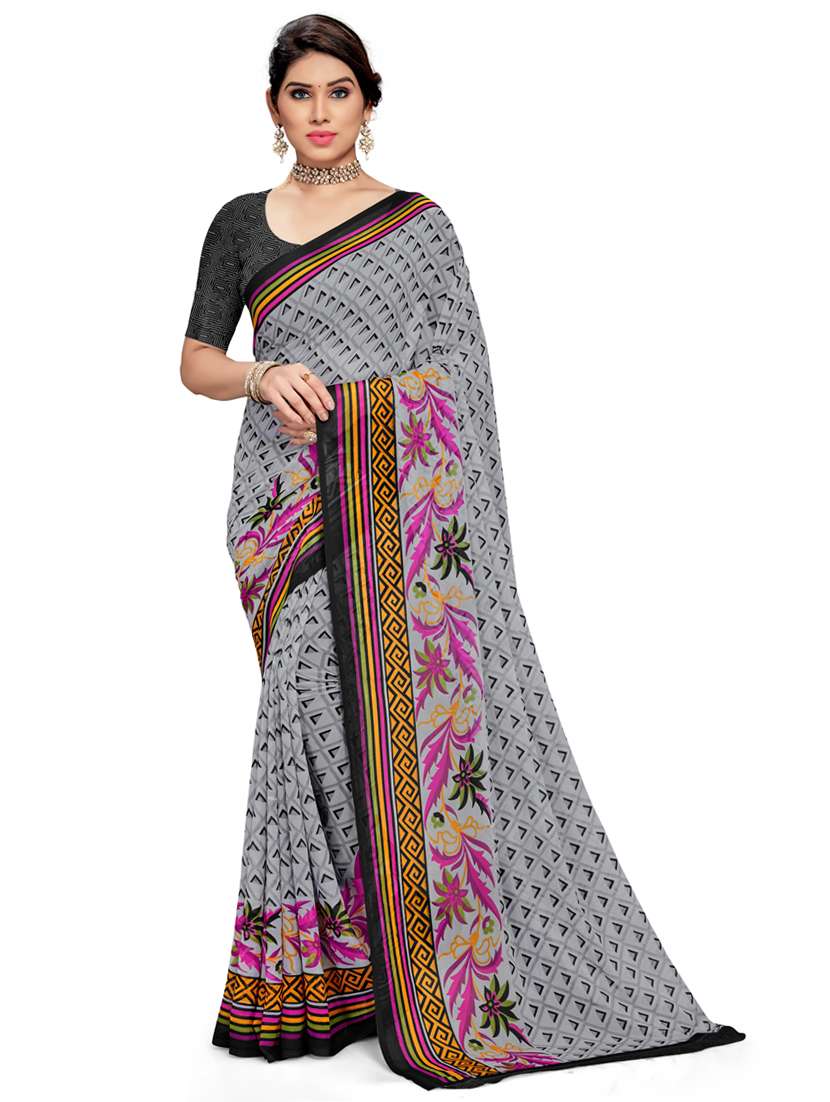 women's geometric multi colored saree with blouse