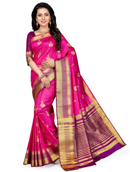 women's self design magenta colored saree with blouse - 20307223 - Standard Image - 0