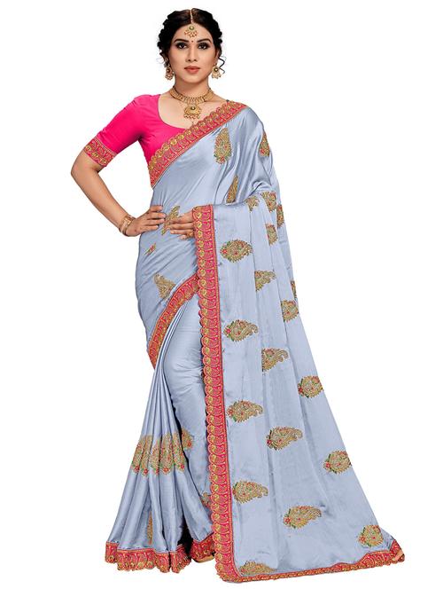 women's embroidered saree with blouse - 20307225 - Standard Image - 0