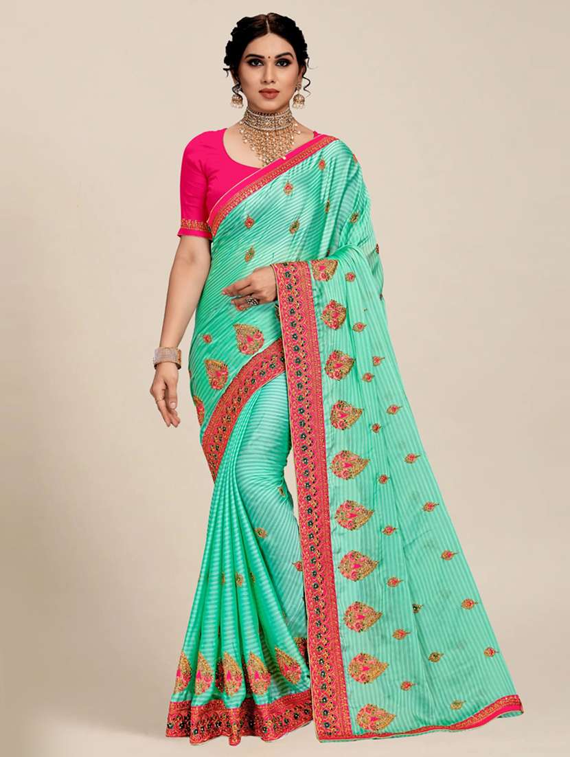 women's embroidered saree with blouse