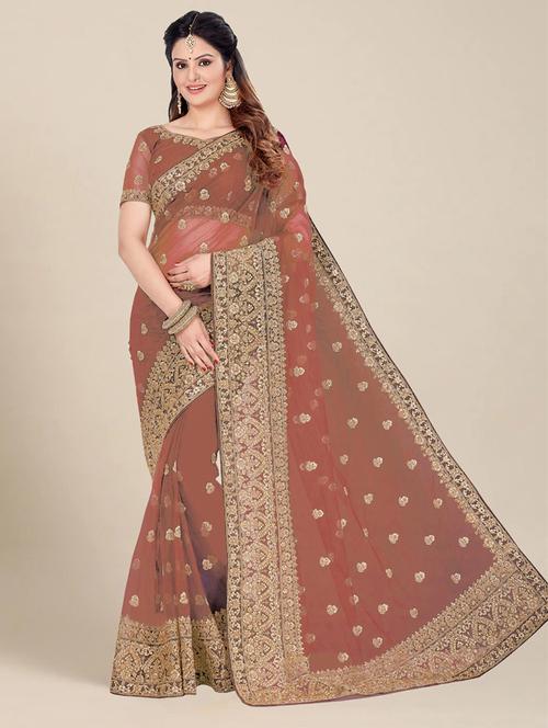 women's embroidered saree with blouse - 20307248 - Standard Image - 0