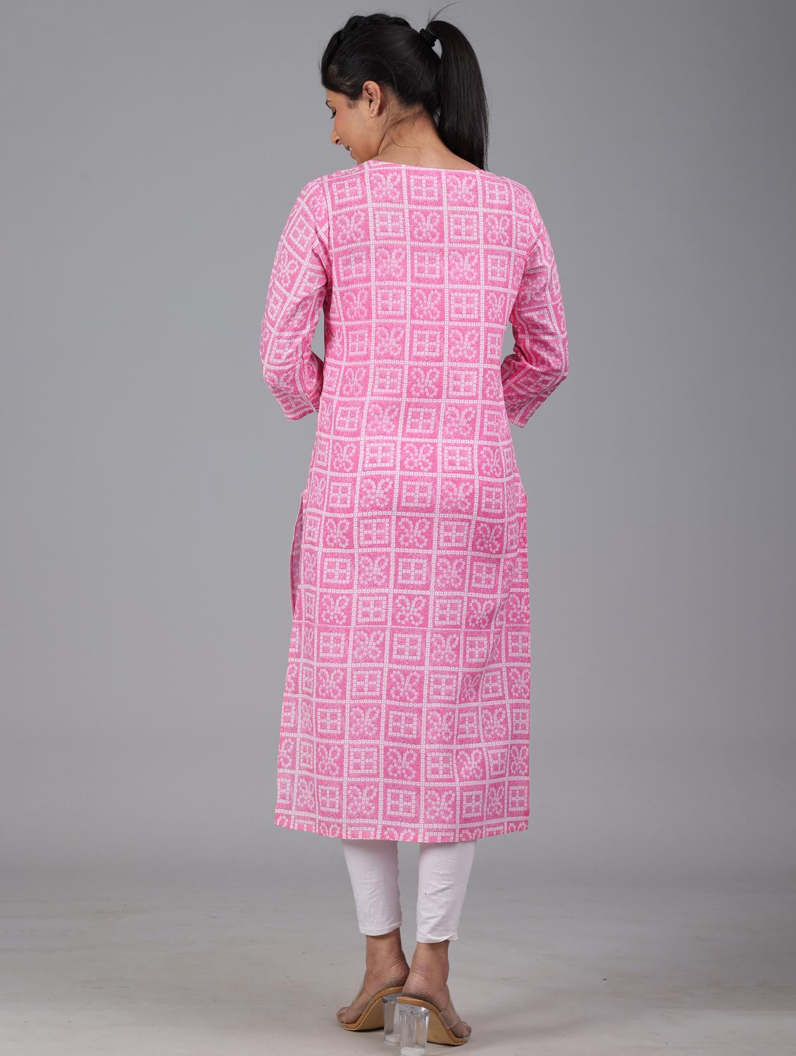 pink colored straight kurta - 20307327 - Standard Image - 2