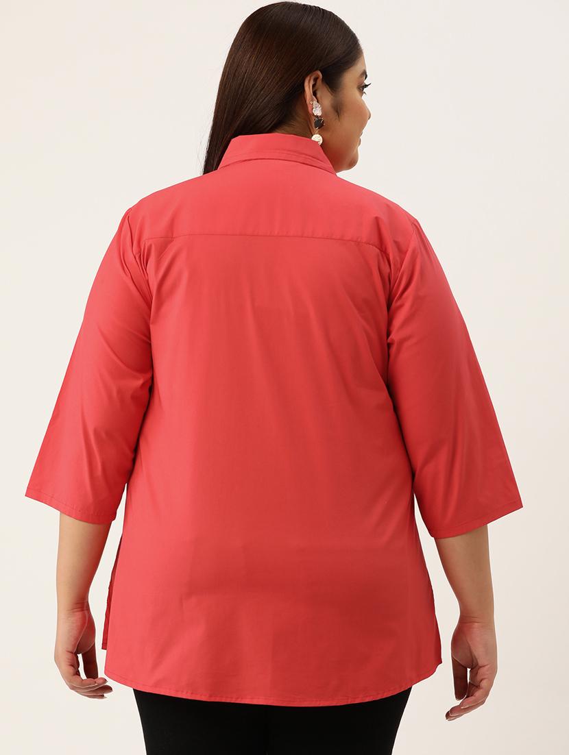 red solid plus size shirt - 20307502 - Standard Image - 2