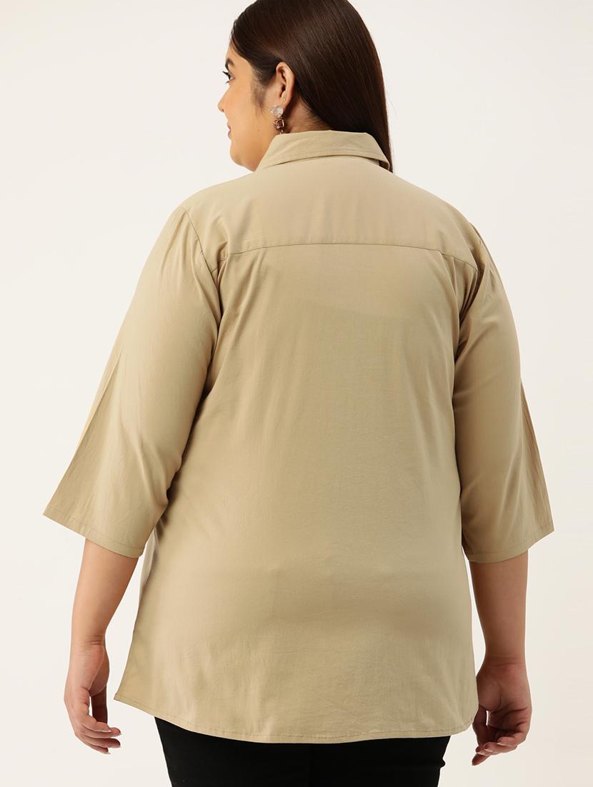 beige solid plus size shirt - 20307504 - Standard Image - 2