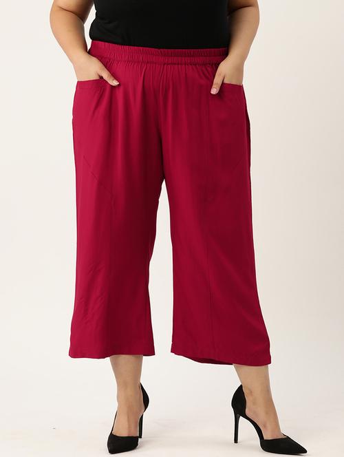 red rayon trousers - 20307520 - Standard Image - 0