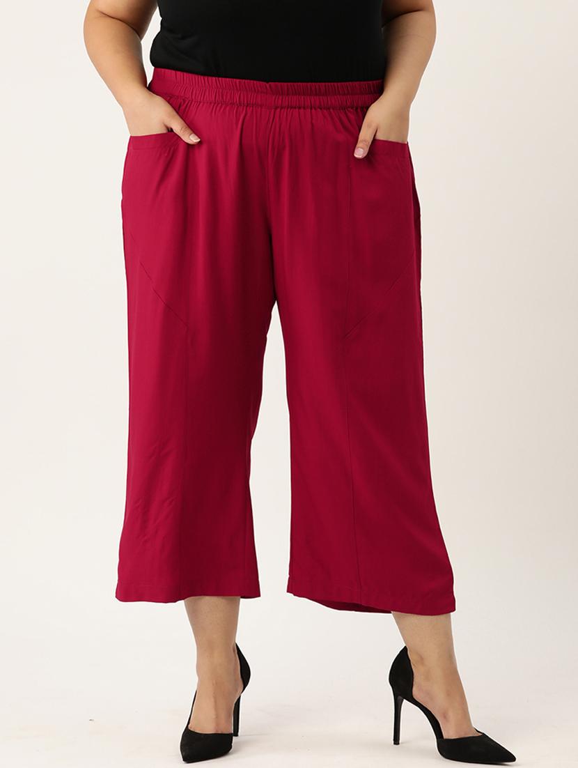 red rayon trousers - 20307520 - Zoom Image - 0
