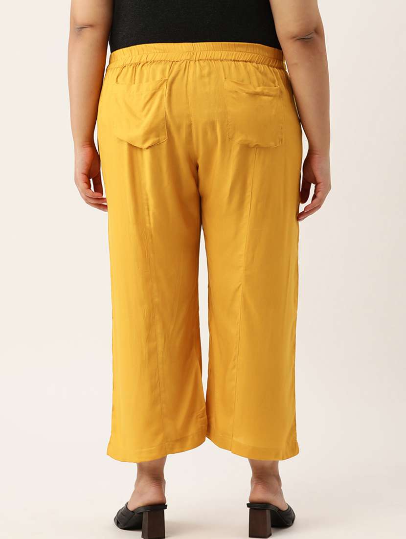 mustard rayon plus trouser - 20307526 -  Standard Image - 2