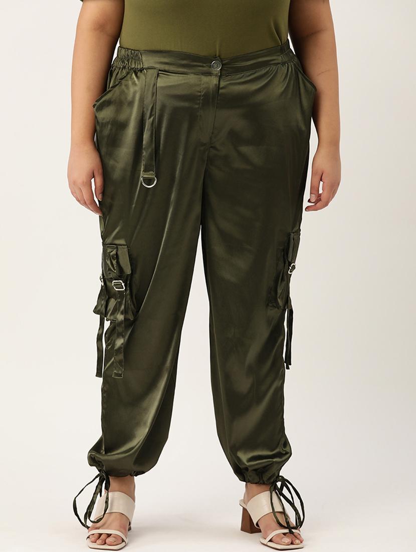 olive satin plus trouser - 20307543 - Zoom Image - 0