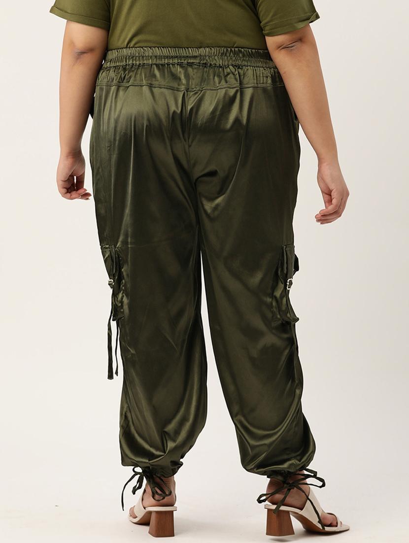 olive satin plus trouser - 20307543 - Standard Image - 2