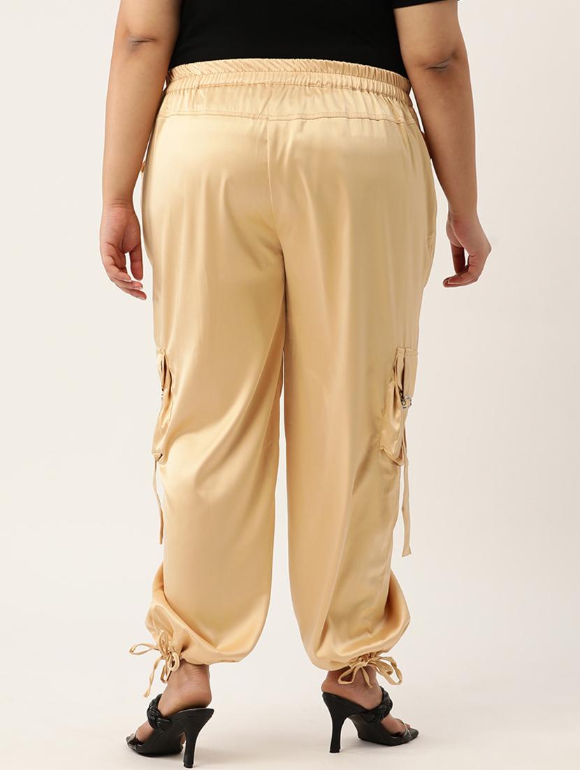 beige satin plus trouser - 20307544 - Standard Image - 2