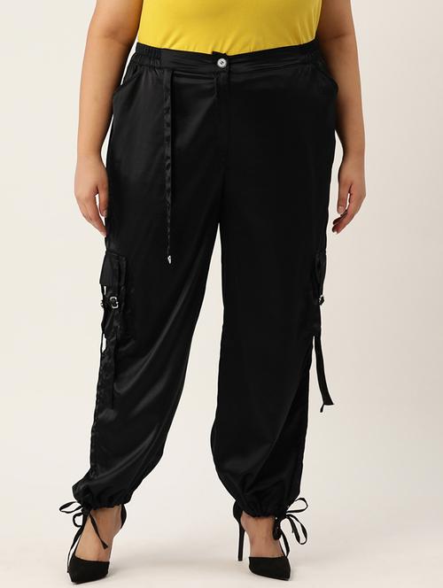 black satin trousers - 20307545 - Standard Image - 0