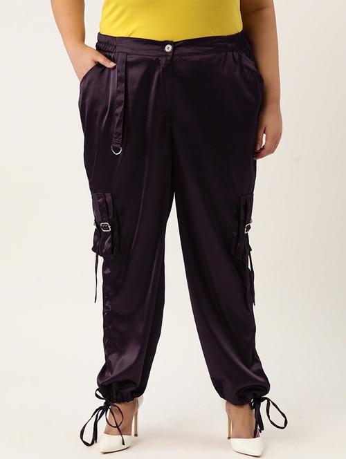 purple satin trousers - 20307546 - Standard Image - 0