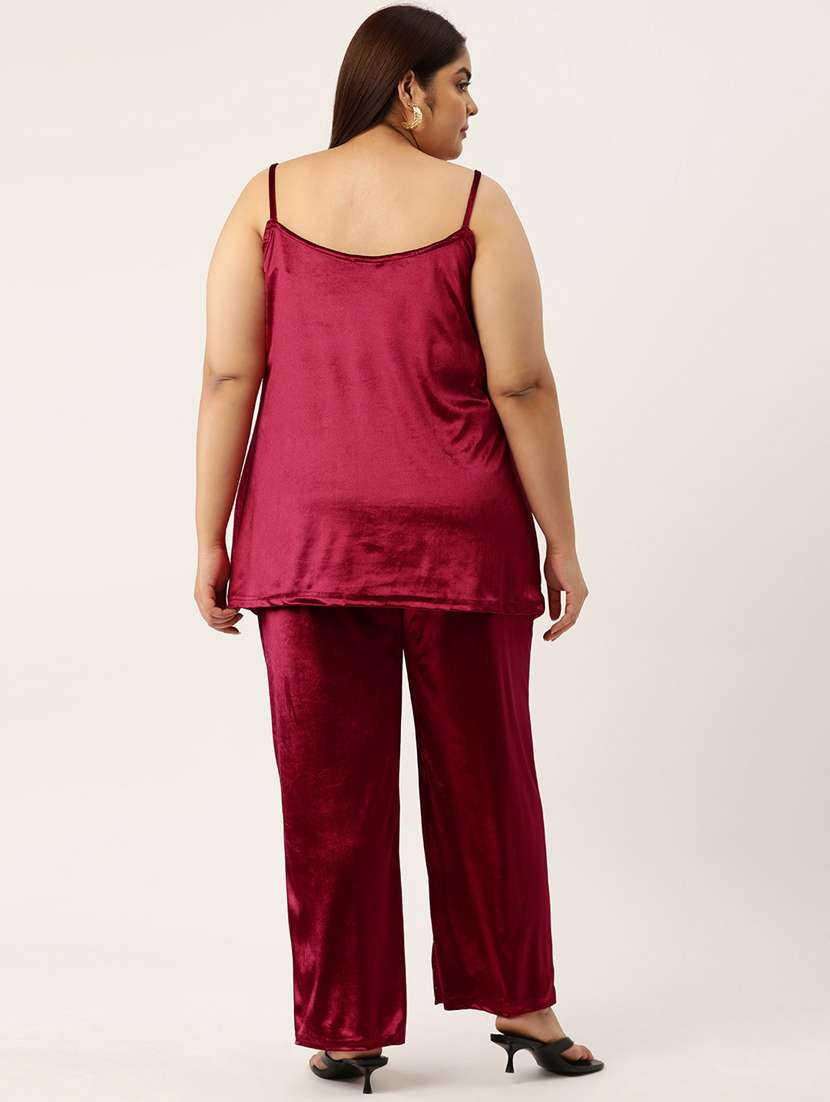 red solid top and trouser co-ord set - 20307551 -  Standard Image - 2
