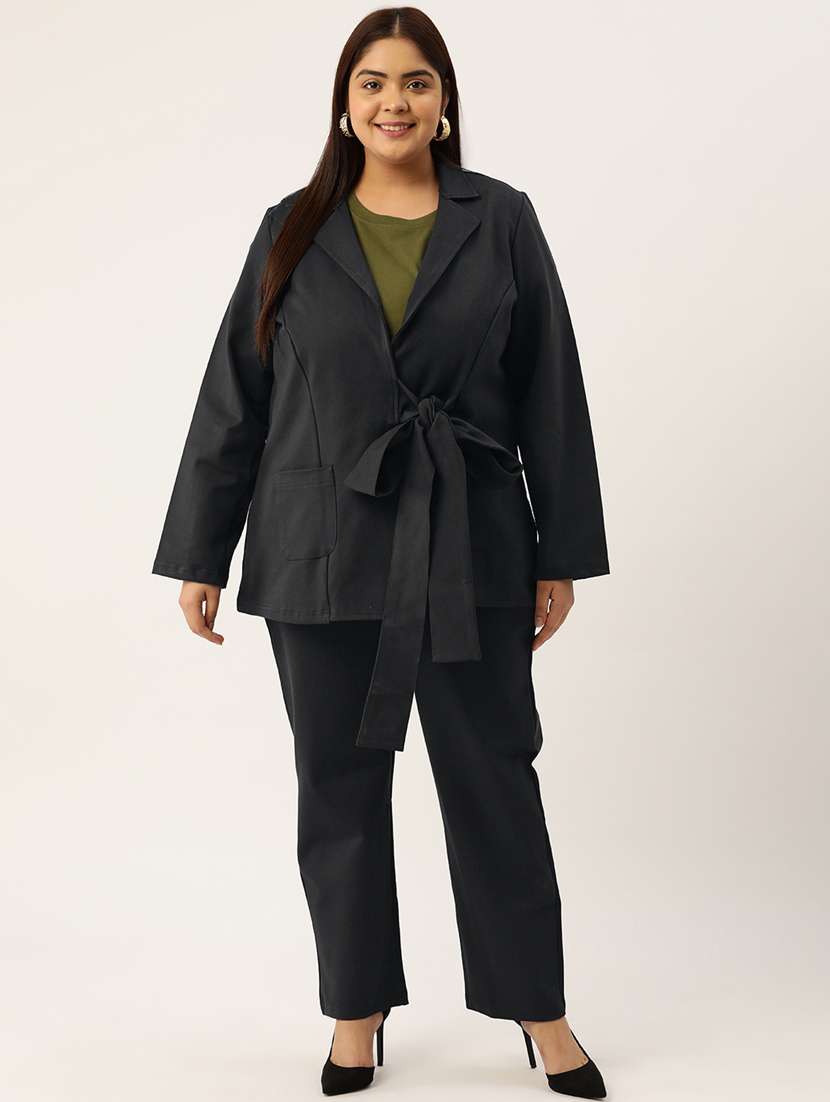black solid blazer and trousers co-ord set