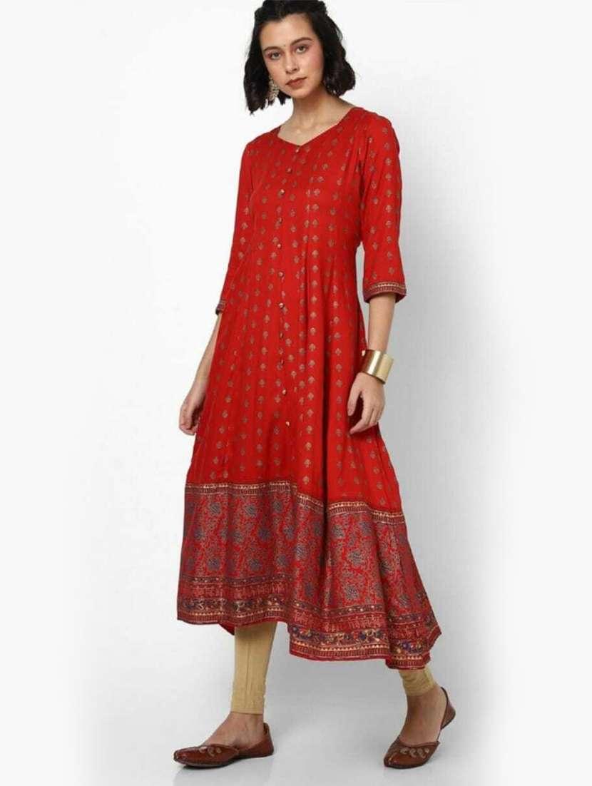 red colored a-line kurta