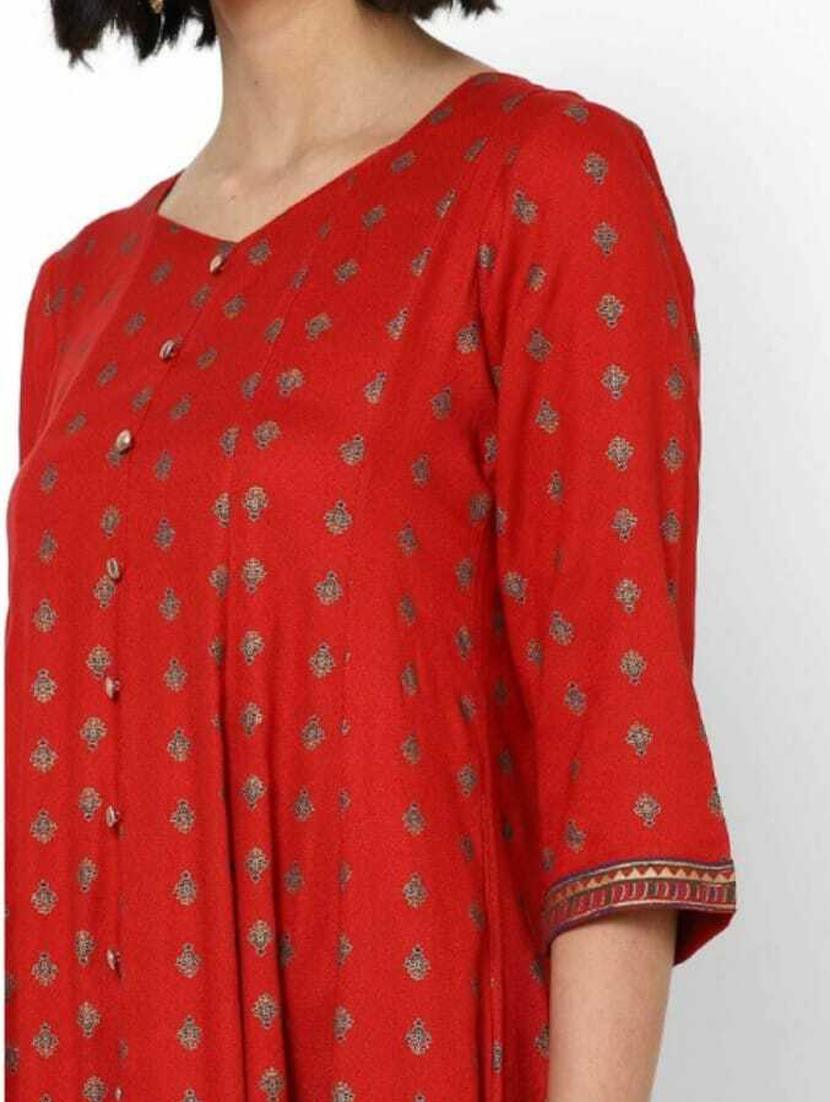 red colored a-line kurta - 20307633 - Standard Image - 2