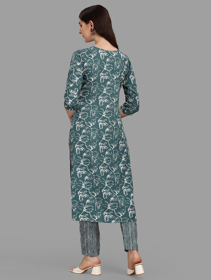 teal colored kurta pant set - 20308093 - Standard Image - 2